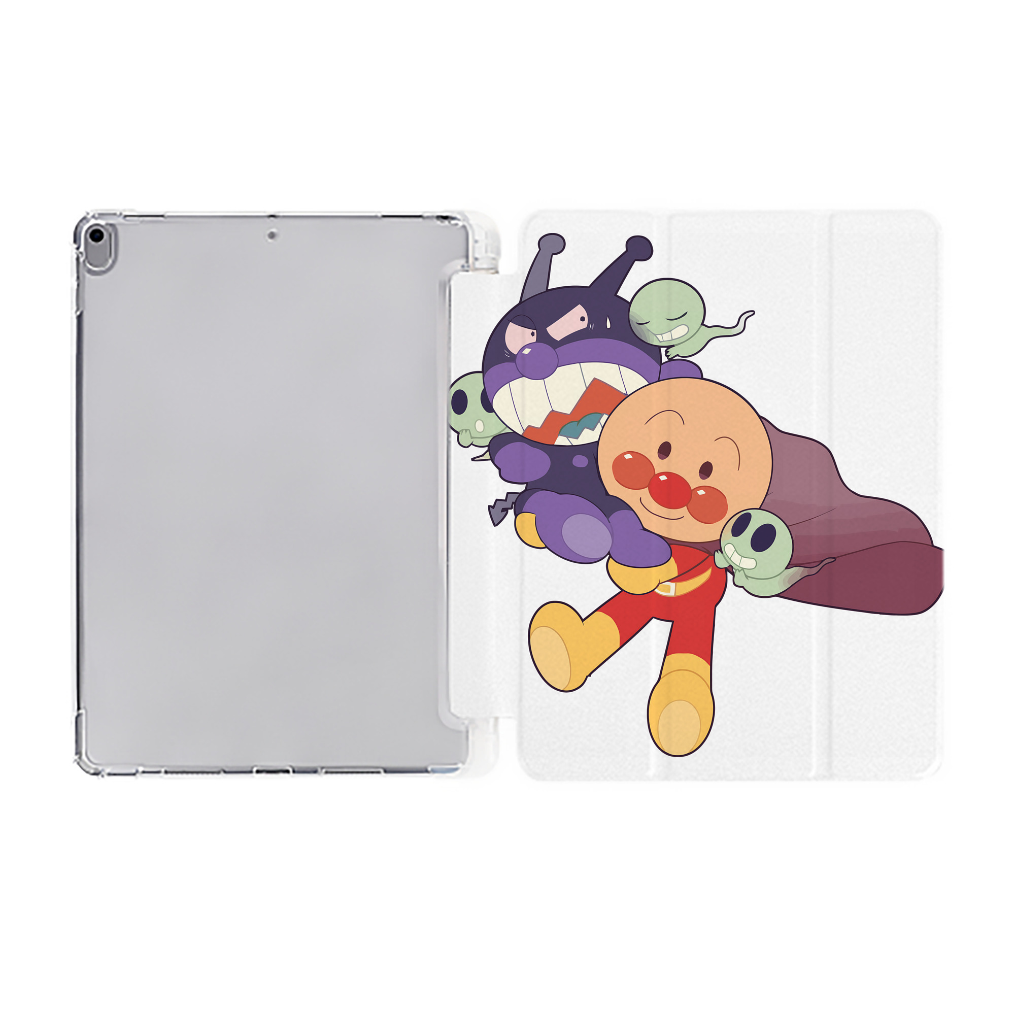 （画像用） アンパンマン Anpanman IPad ケース ペン収納付き 三つ折りスタンド PUレザー×シリコン 対応機種9.5/10.5/10.9インチ